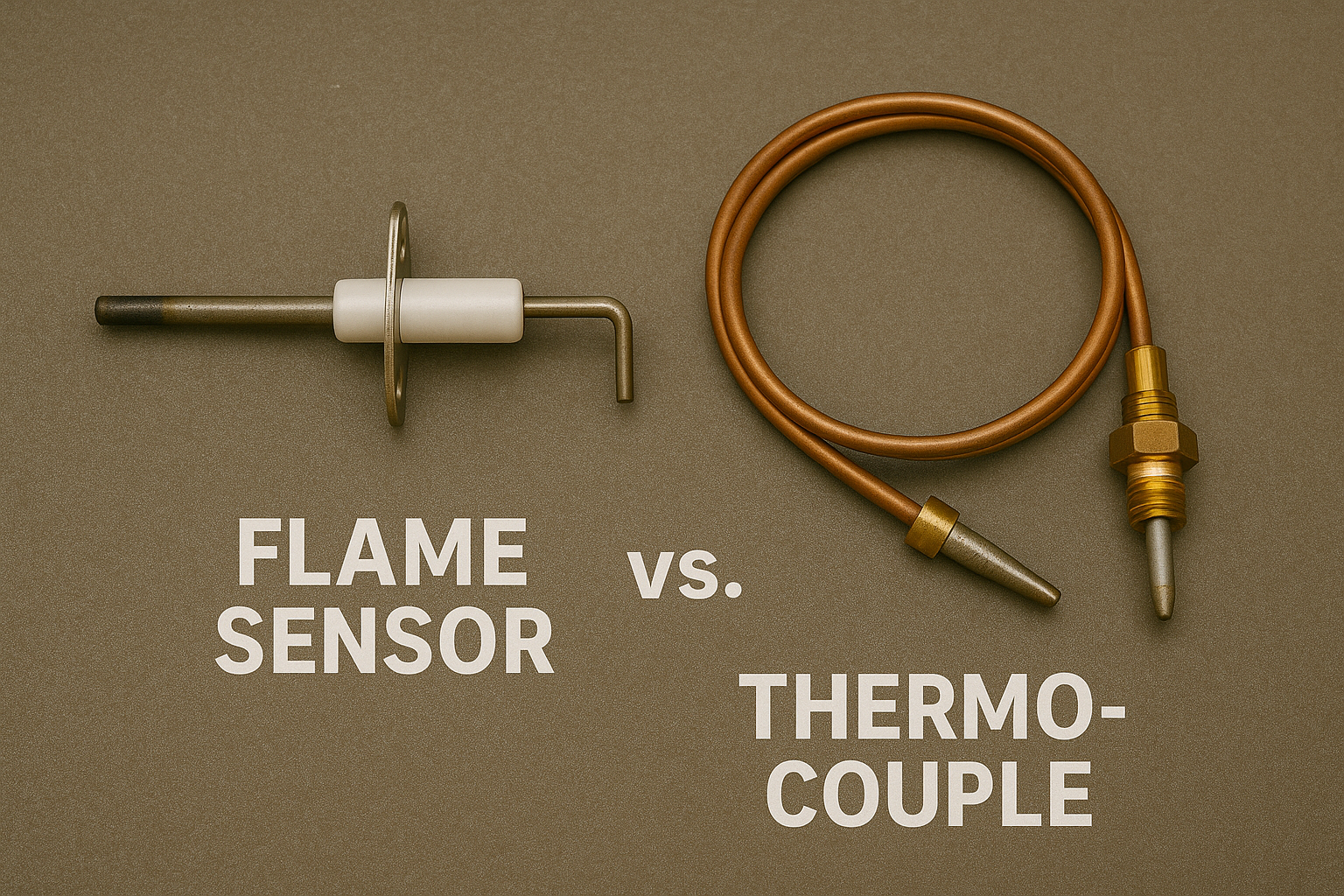 A flame sensor and a thermocouple are both safety devices used to detect the presence of a flame (Source: AZParts)
