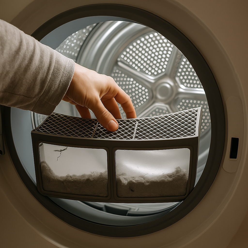 Small fabric fibers often come loose and accumulate in the lint filter (Source: Freepik)