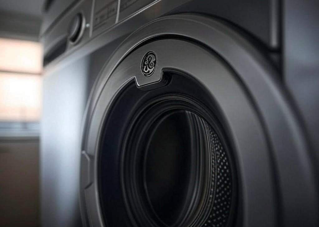 The model and serial number of GE washers are usually located on a sticker behind the control panel (Source: AZParts)