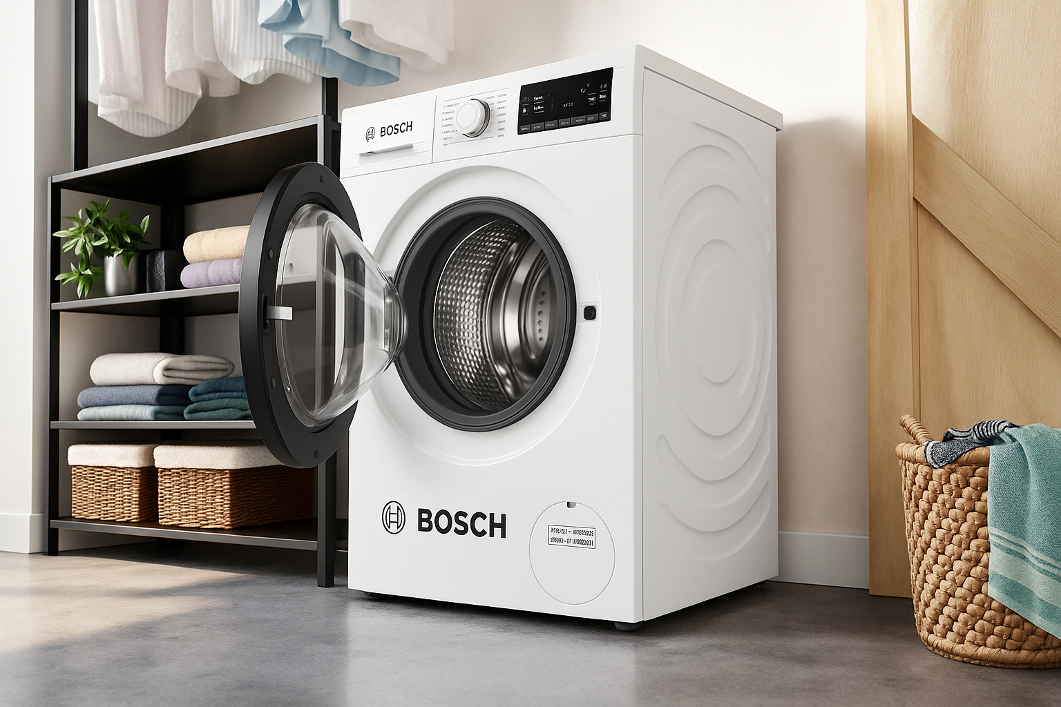 The model and serial number label of Bosch washer is most commonly located inside the door frame (Source: AZParts)