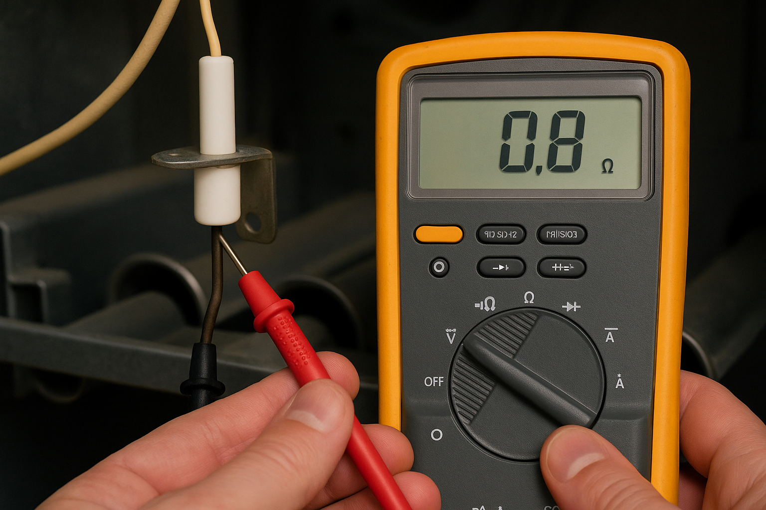 Set your multimeter to the resistance (ohms) setting and test the sensor (Source: AZParts)