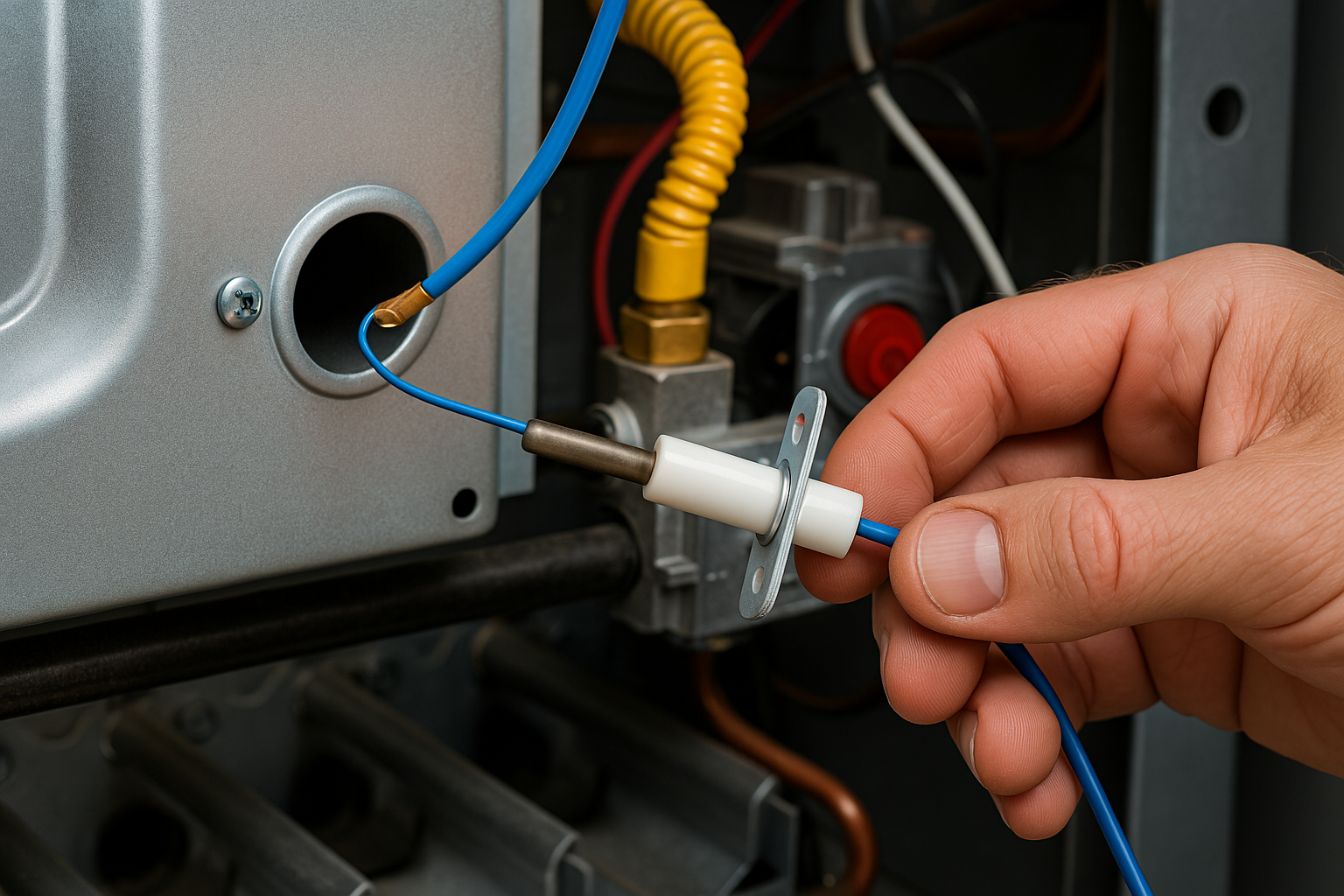 Turn the power back on and open the gas valve to start the furnace