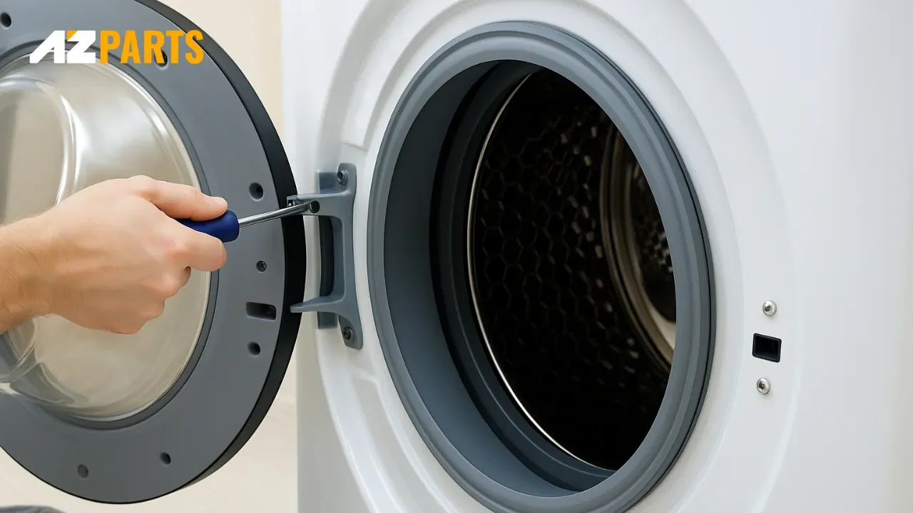 Replace lint filter housing screws after changing the dryer belt
