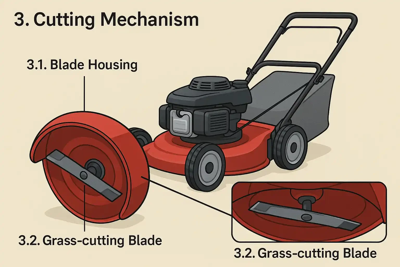 Cutting Mechanism on Lawn Mower