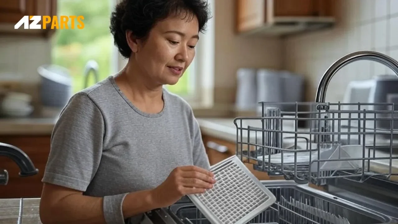 Clean the Filter and Drain Area of your moldy dishwasher