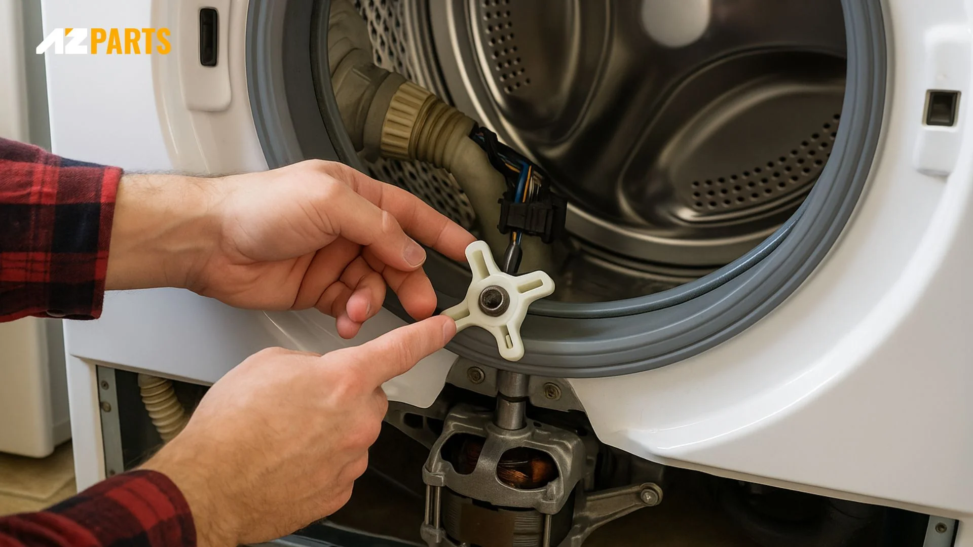 Worn-out motor coupler causing slow spin in washer