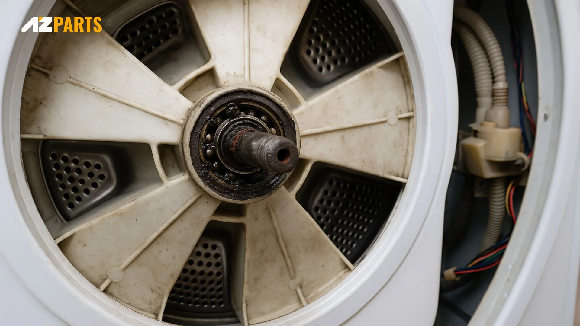 Worn drum bearings cause noise, wobble, and slow spinning