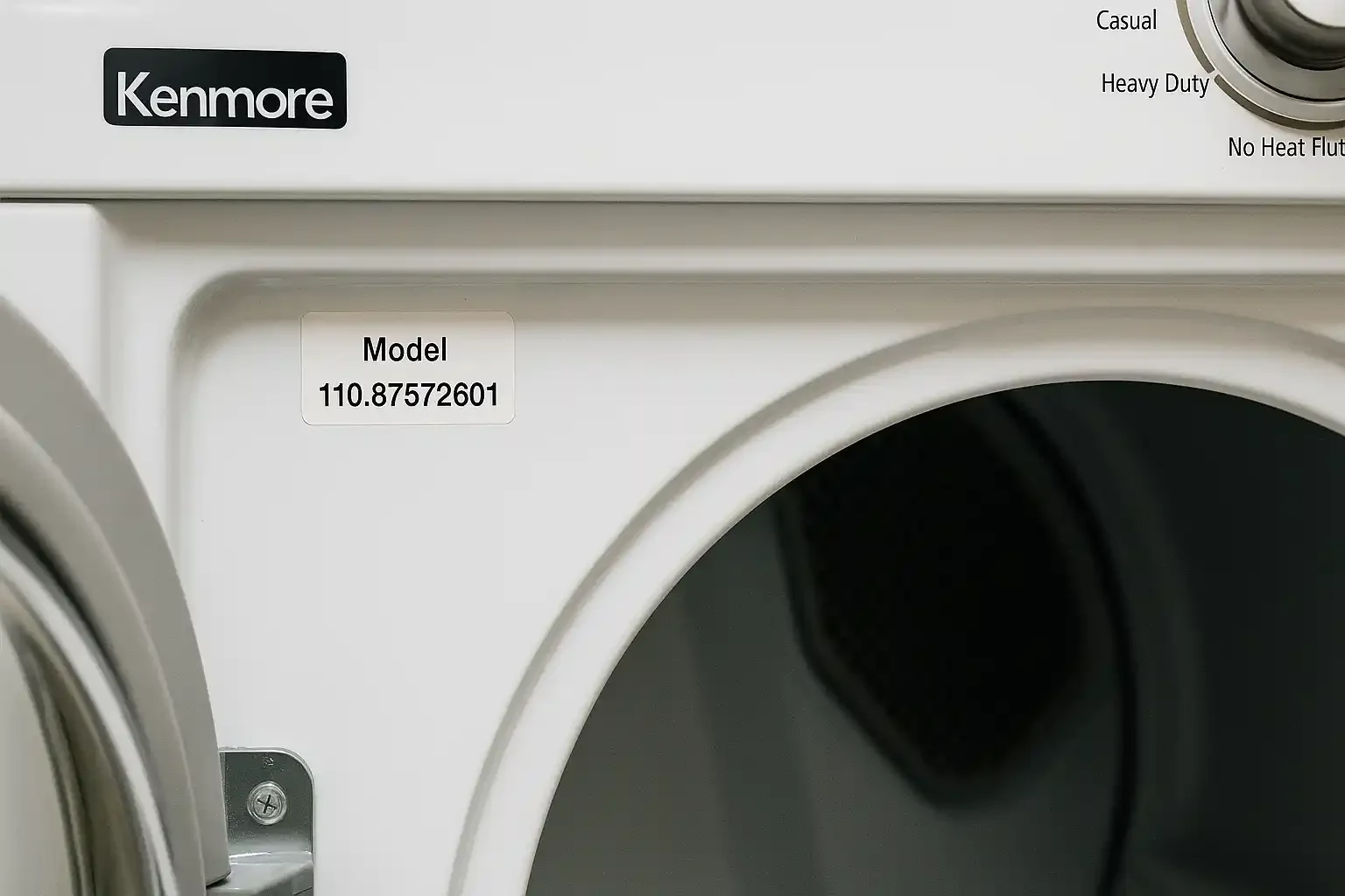 Model Number Location on a Kenmore Dryer