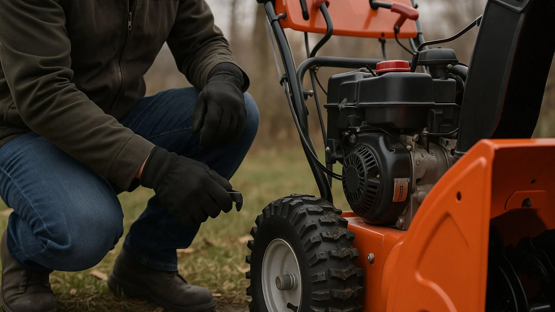 Turn off snowblower before replacing belts