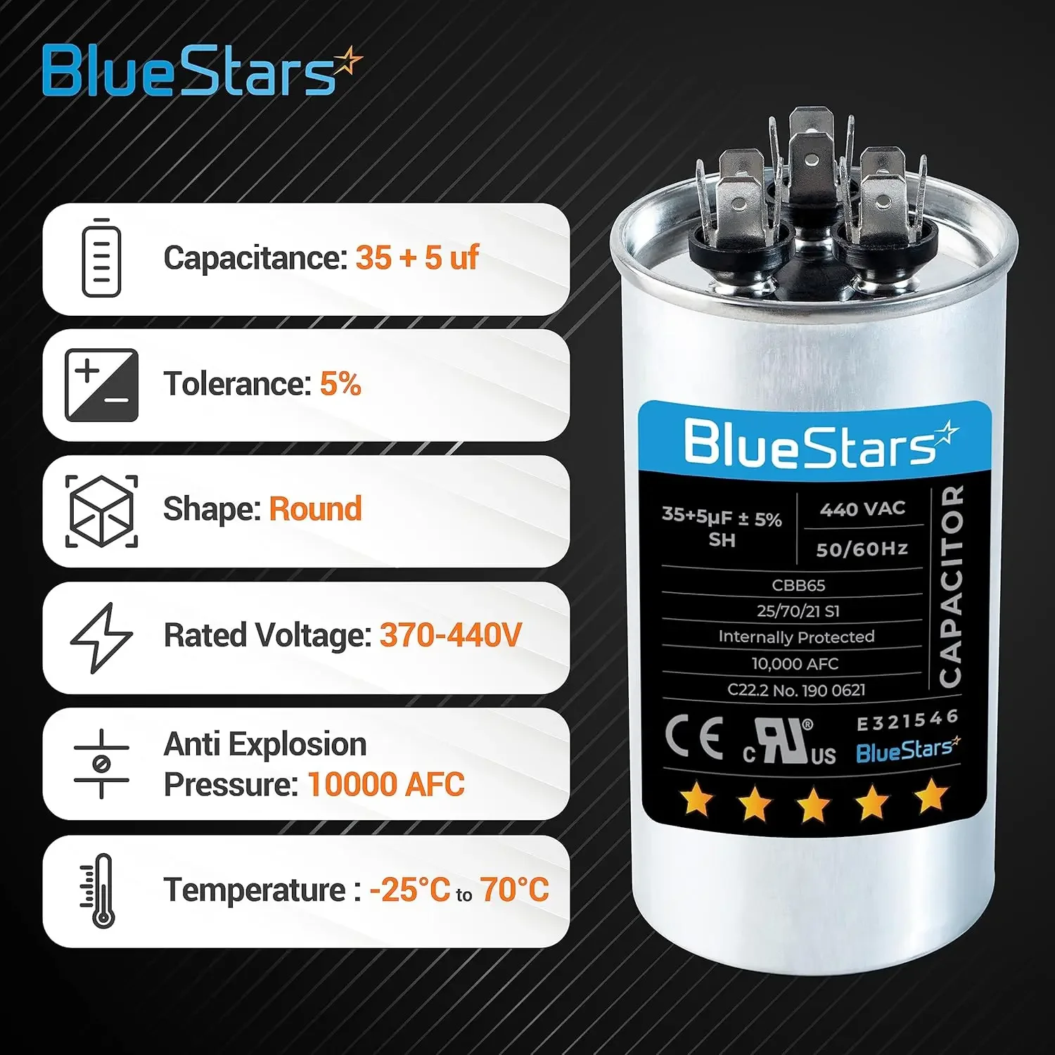 1. What Is The Average Cost to Replace AC Capacitor? Capacitor replacement is one of the most affordable air conditioner parts. On average, homeowners can expect to pay about $175 for a full replacement. If you decide to handle the replacement yourself and choose a basic capacitor, the total cost may be as low as $80. However, DIY repairs come with risks and aren't usually recommended. For professional service using a high-end capacitor, the cost can go up to $400 depending on labor and part quality.  Low-End High-End Average  $80 $400 $175  2. What Is the Cost of Each Type of Capacitor? If you're wondering why AC capacitor replacement costs can vary so much, the type of capacitor used in your AC system plays a big role. Here’s a breakdown of common types and their price ranges:  2.1. Start Capacitor Cost: Start capacitors give your AC the burst of power needed to kick off a cooling cycle. Standard options typically range from $8 to $60, while premium models can reach $140.   If you're looking for a reliable option, the VAC Round Start Capacitor available at AZParts is a solid choice, which is compatible with many AC units and built for dependable startup performance. It's currently priced at $18.72, marked down from $20.79.   270 to 324/ MFD 330 VAC Round Start Capacitor is compatible with many AC units (Source: AZParts)  2.2. Run Capacitor Cost:  Once your AC system is up and running, the run capacitor helps keep the compressor, fan motor, and blower motor operating efficiently. Standard models typically range from $5 to $50, while high-performance options may cost up to $110.   At AZParts, you’ll find a wide range of run capacitors built for long-lasting performance and reliable compatibility with most AC systems. Whether you're looking for a basic replacement or a high-efficiency upgrade, AZParts offers competitive prices to fit different budgets.      2.3. Dual Run Capacitor Cost: Dual run capacitors combine both functions into one unit, making them ideal for larger HVAC systems. Prices generally fall between $10 and $50 for standard types and $60 to $110 for premium brands.  For a reliable replacement, check out the VAC Dual Run Round Capacitor available at AZParts, and is now available for just $19.89. This capacitor offers solid performance and extended durability to keep your AC running smoothly.   35 plus 5 MFD 370/ 440VAC Dual Run Round Capacitor offers solid performance 