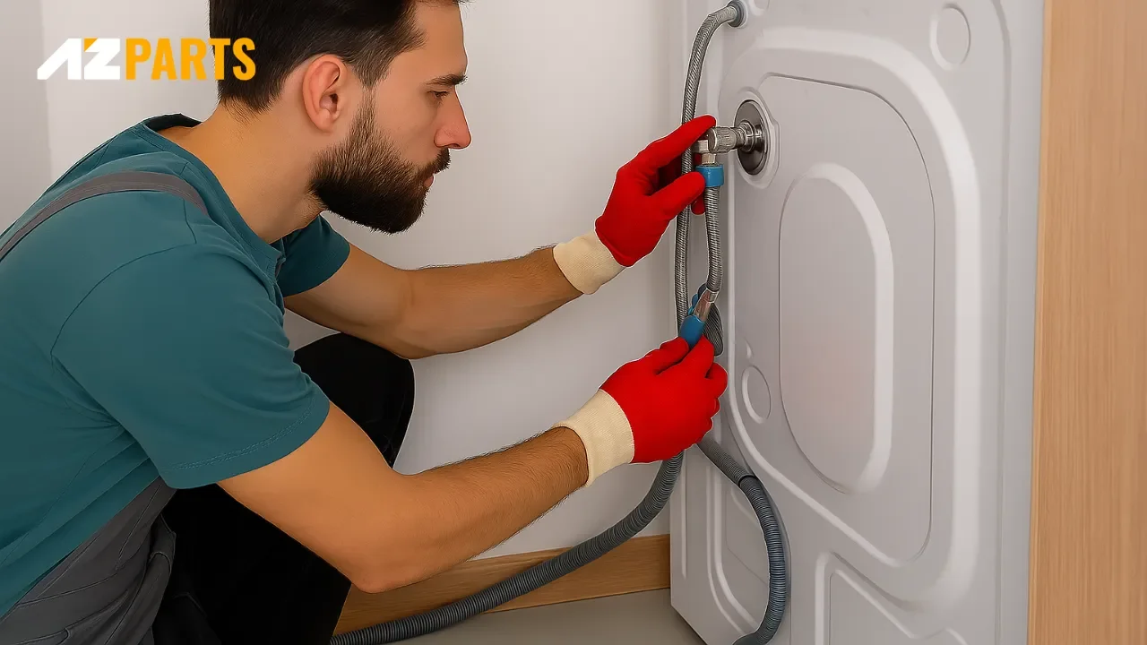 Inspect the area behind the washing machine