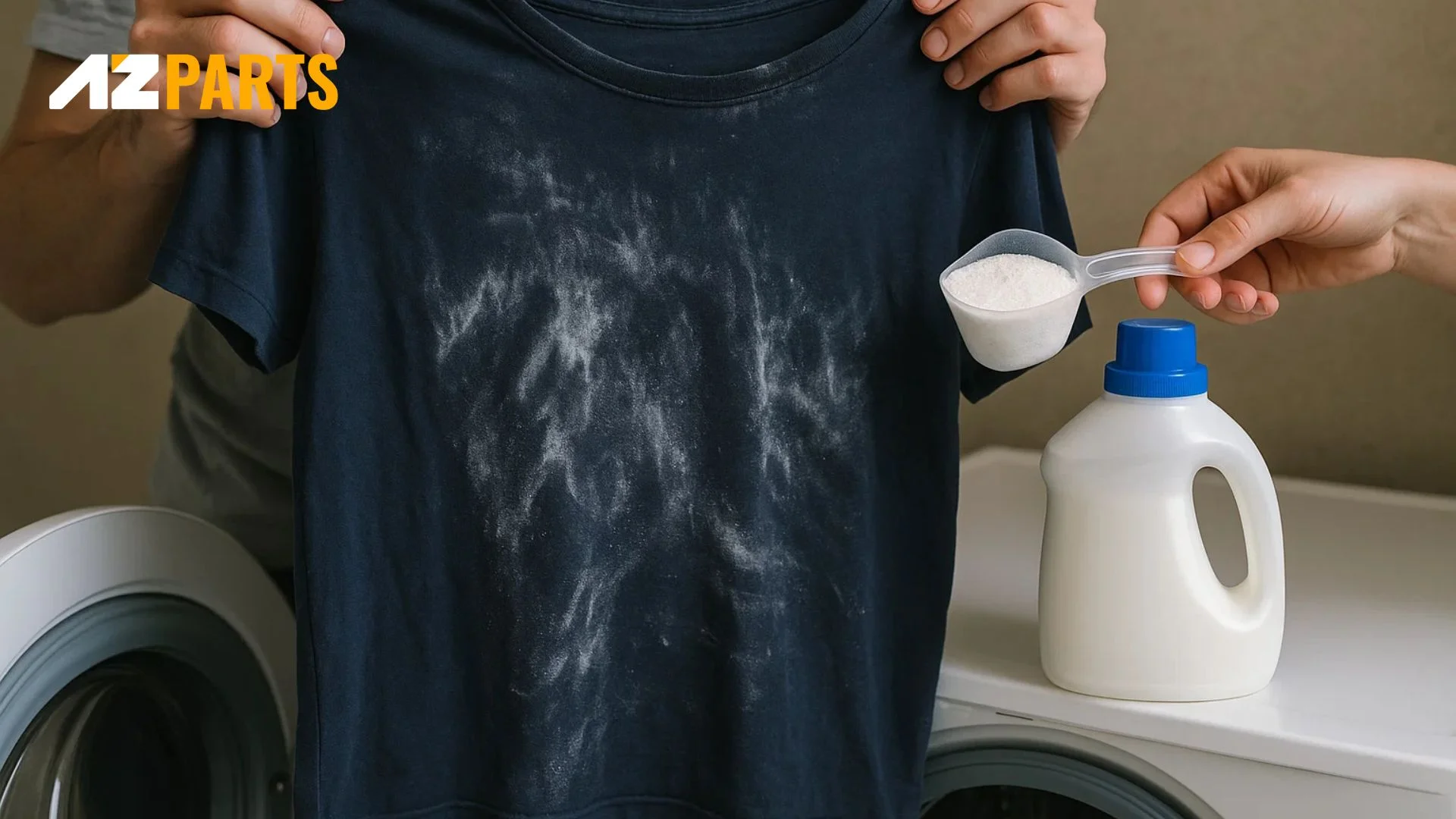 Using too much amounts of detergent can cause the white residue