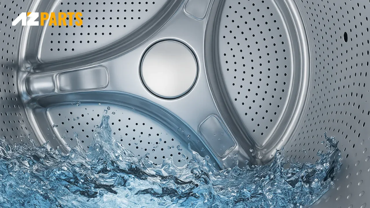 Water flows through the drain hose