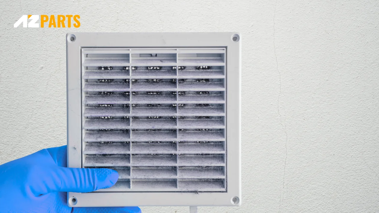 Lint buildup in the dryer vent can restrict airflow and trap moisture or gases 