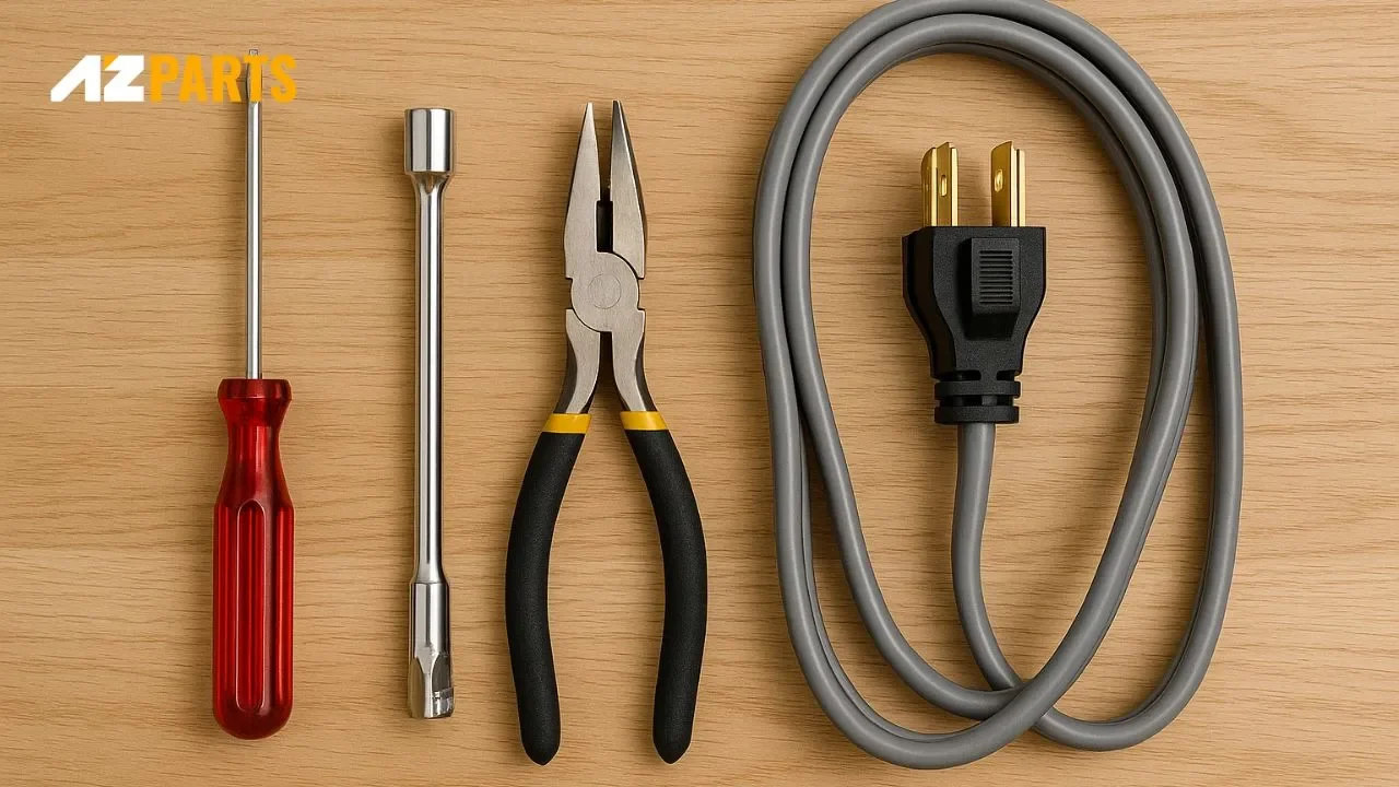 Tools you will need: Screwdriver, Socket wrench, Pliers, 30-amp, 4-prong dryer power cord