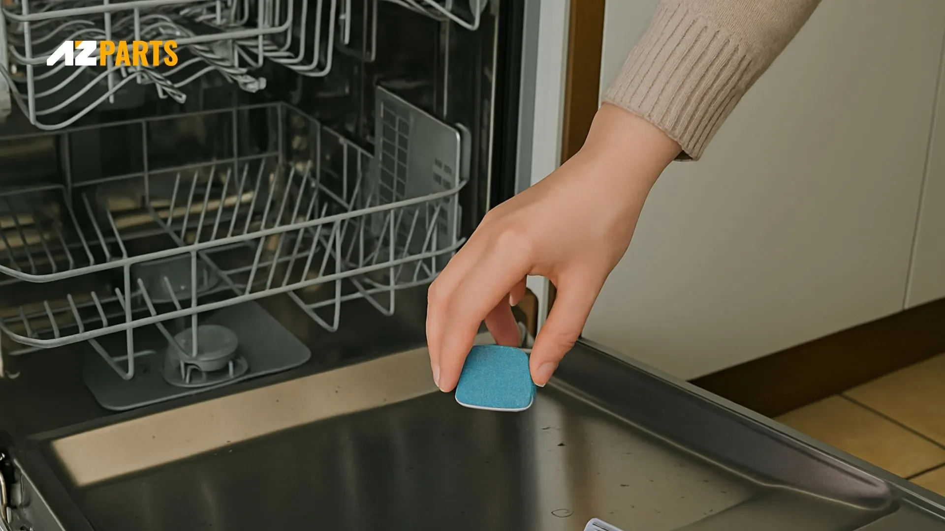 Placing a Cleaner Tablet in the Dishwasher