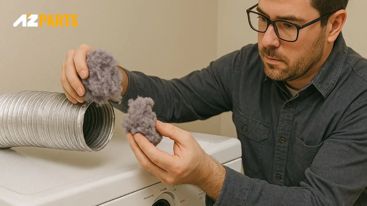 You should use a vacuum cleaner or a lint brush to clean the inside of the vent hose