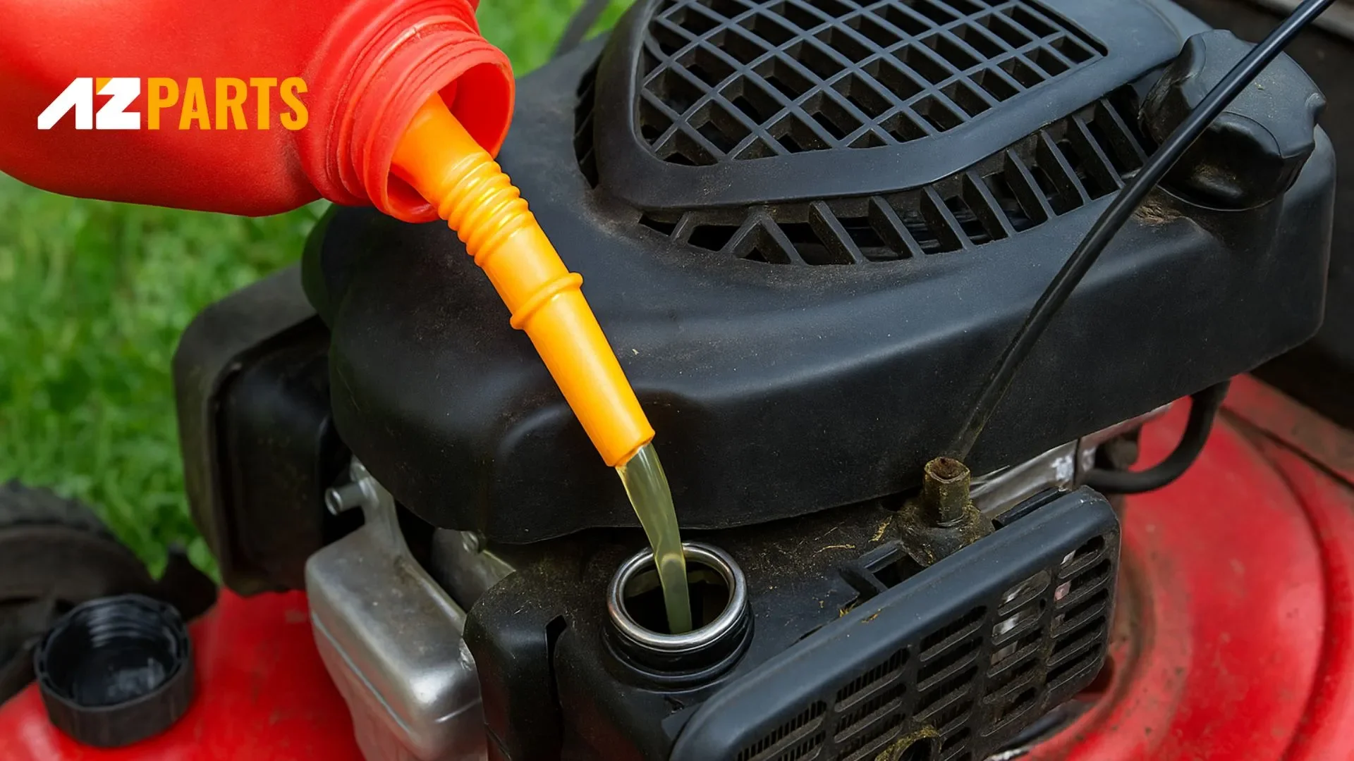 Pouring Fresh Gas into Lawn Mower Tank 