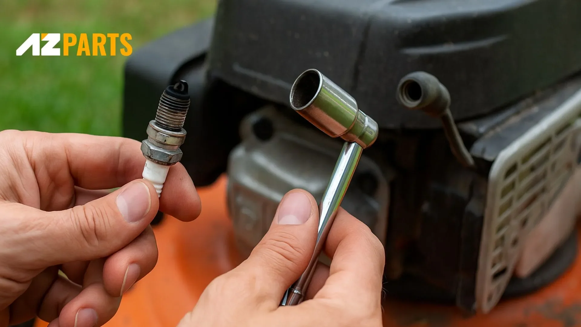 Inspecting and Replacing a Lawn Mower Spark Plug 