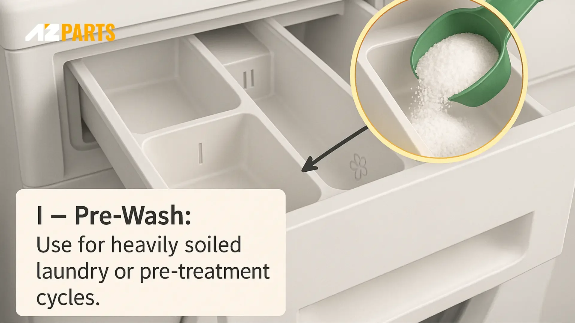 You should use a low-foaming detergent in pre-wash compartment