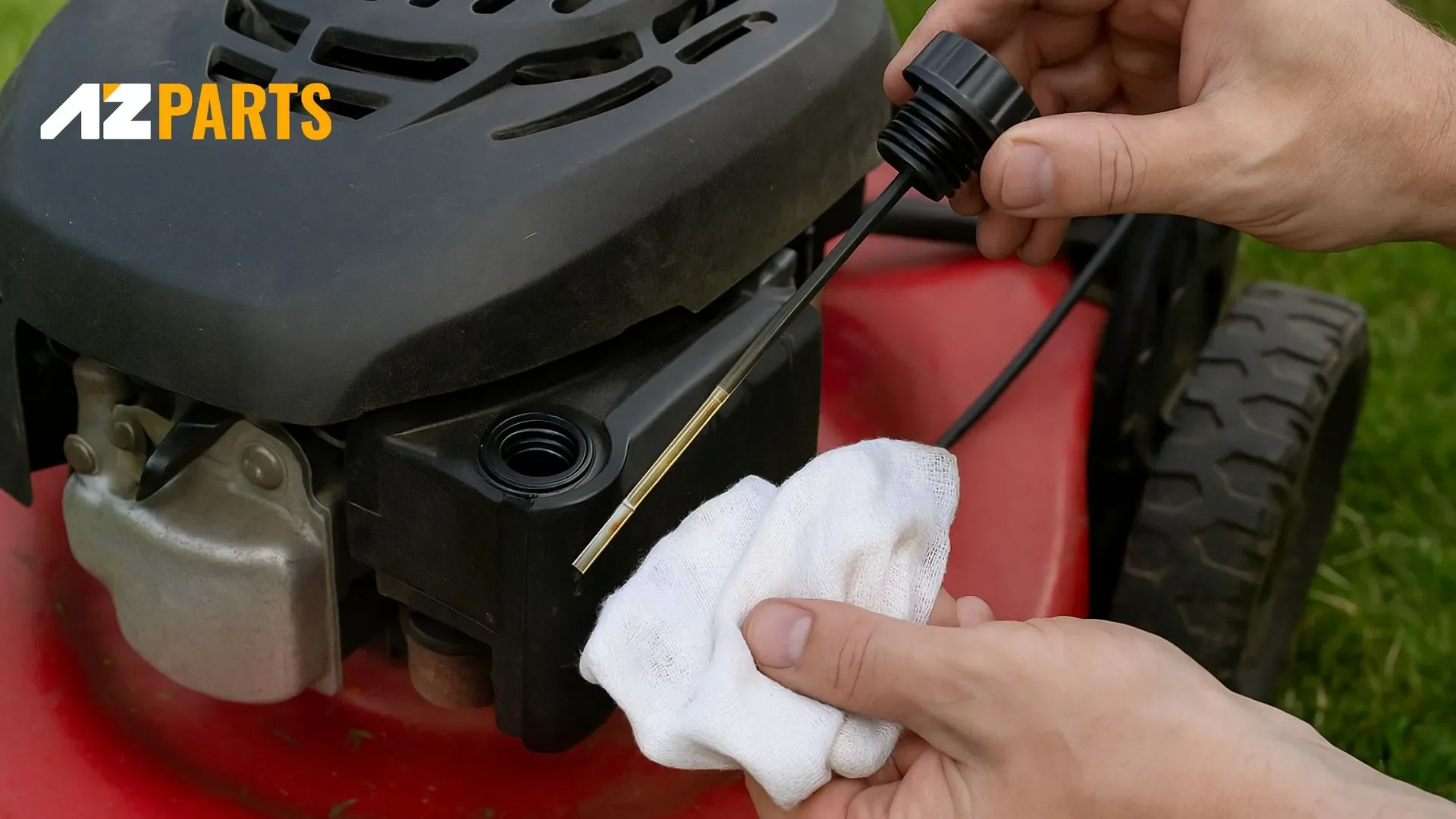 Remove and Clean the Dipstick in a Lawn Mower