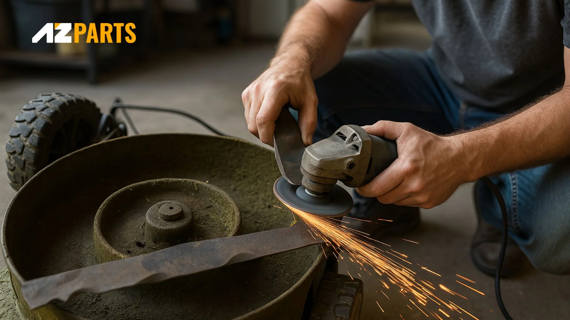 Sharpening the blade to enhance lawn mower productivity