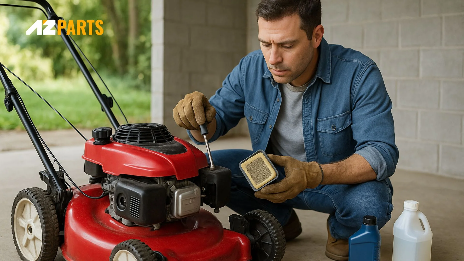 Tune up lawn mower in a well-ventilated area