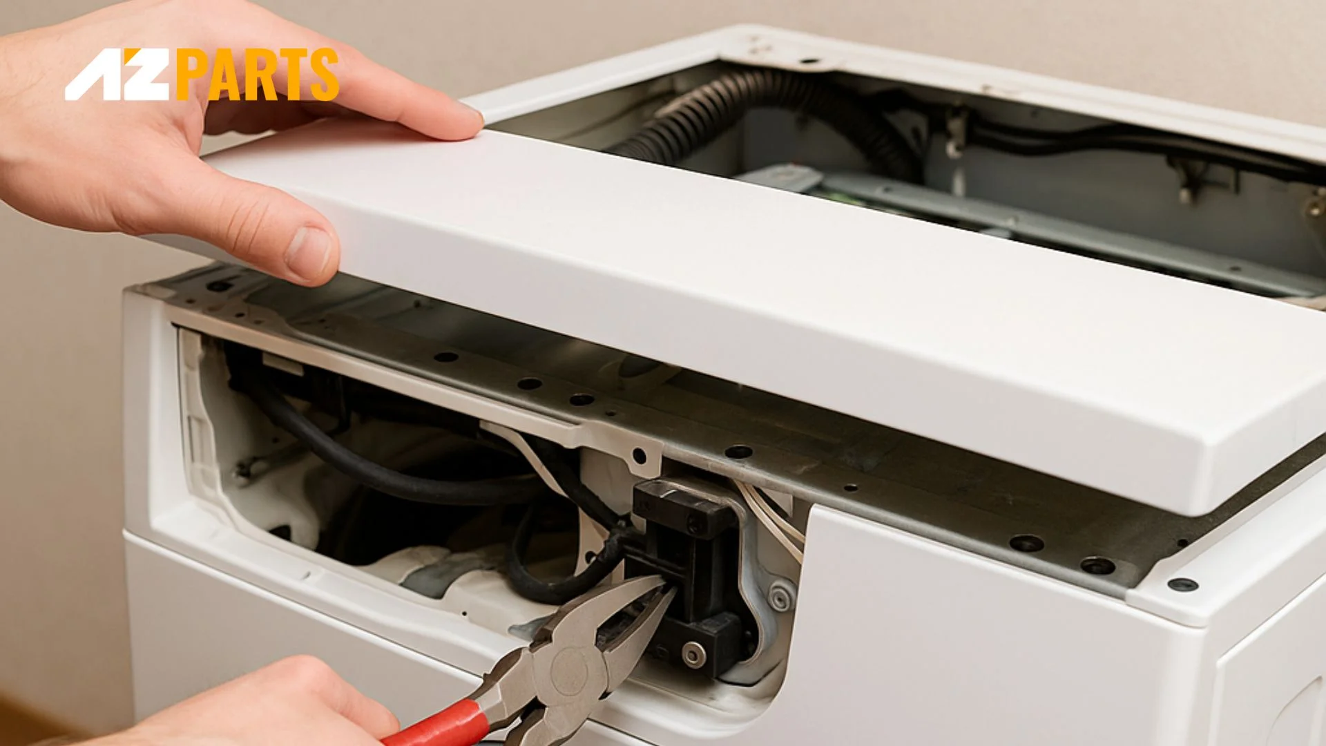 Access and trigger the door hook through the washer's top panel