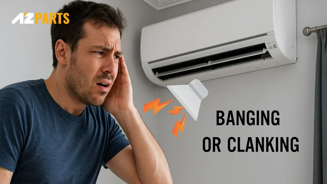 When the loose parts hit the walls of the compressor casing, they produce a banging or rattling sound