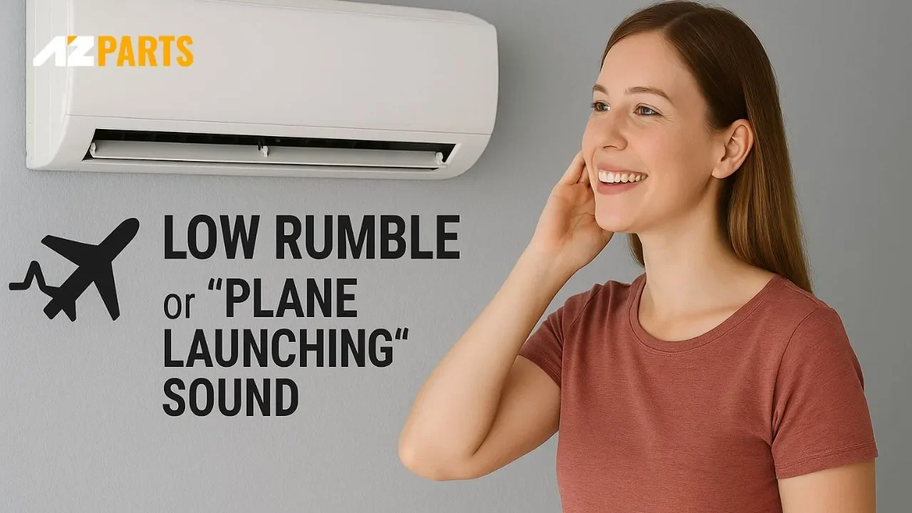 During operation, your AC might emit a low rumble or a sound similar to a distant airplane taking off