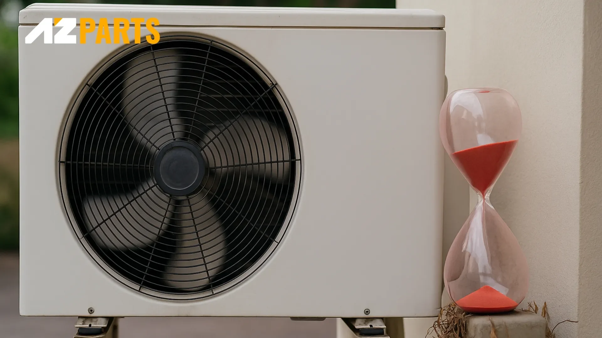 AC unit with hourglass symbolizing random fan cycling behavior