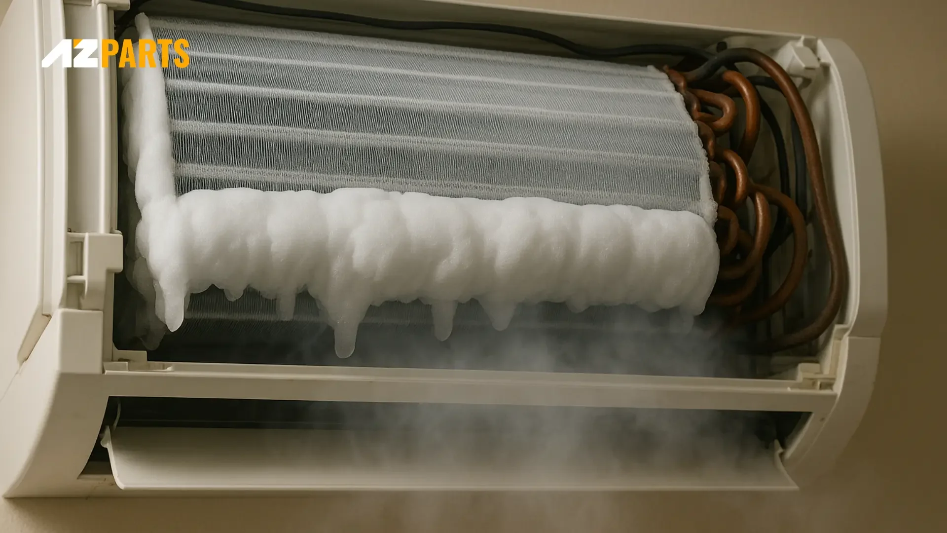When the AC is turned off, you have to firstly allow the coils to defrost naturally
