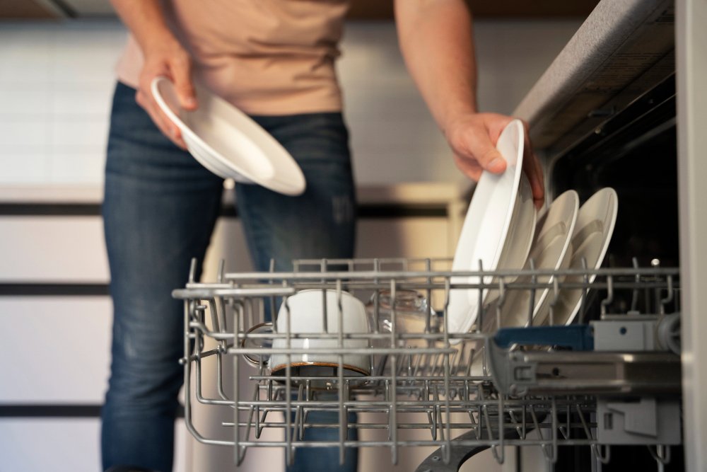 silverware basket in the dishwasher